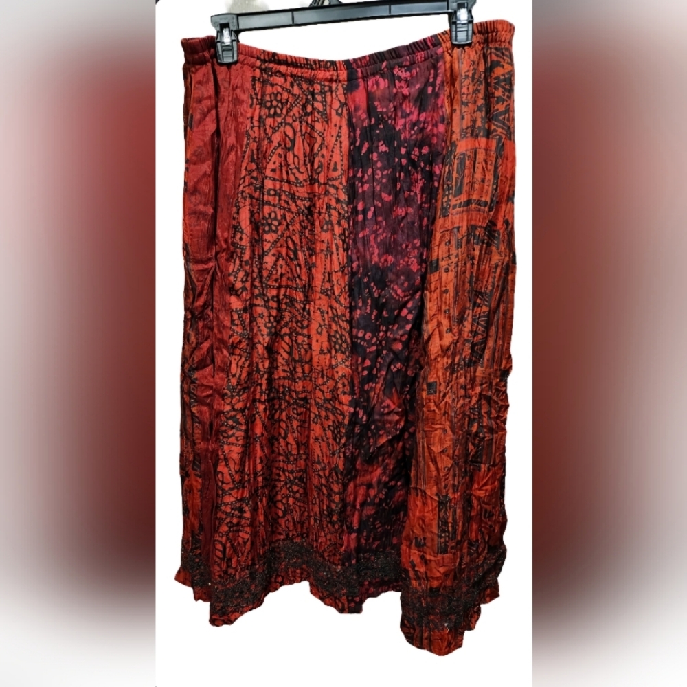 Chicos black on red broomstick skirt, size 2 (12)